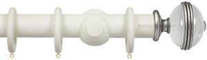Opus Aria 35mm & 48mm Curtain Pole Chalk White, Acrylic Ribbed/Silver