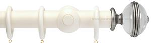 Opus Aria 35mm & 48mm Curtain Pole Antique Ivory, Acrylic Ribbed/Silver