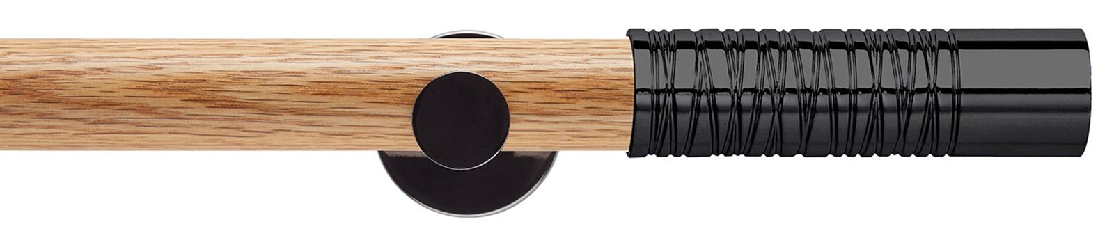 Neo 35mm Oak Wood Eyelet Pole, Black Nickel, Wired Barrel