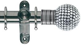 Galleria 50mm Pole Brushed Silver Shiny Studded Ball