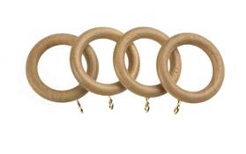 Universal 35mm Wood Curtain Pole Rings, Natural