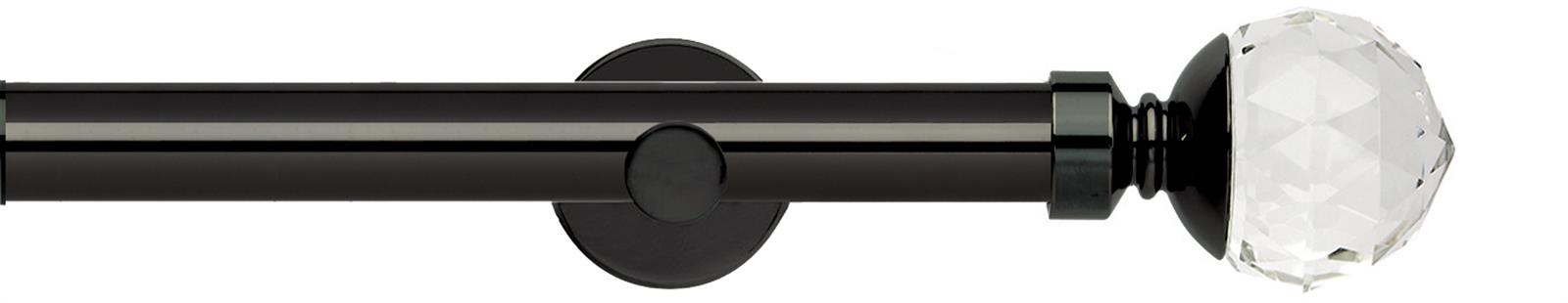 Neo Premium 28mm Eyelet Pole Black Nickel Cylinder Clear Faceted Ball