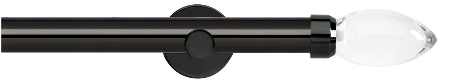 Neo Premium 28mm Eyelet Pole Black Nickel Cylinder Clear Teardrop