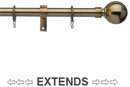 Universal 16/19mm Metal Extendable Curtain Pole, Antique Brass, Ball