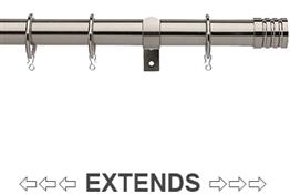 Universal 16/19mm Metal Extendable Curtain Pole, Satin Steel, Barrel