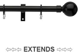Universal 16/19mm Metal Extendable Curtain Pole, Black, Ball