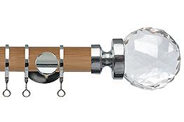 Jones Lunar 28mm Pole Oak & Chrome, Clear Faceted Glass