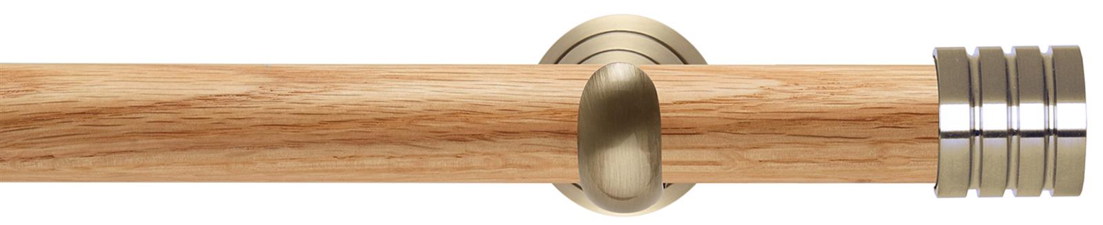 Neo 28mm Oak Wood Eyelet Pole, Spun Brass Cup, Stud