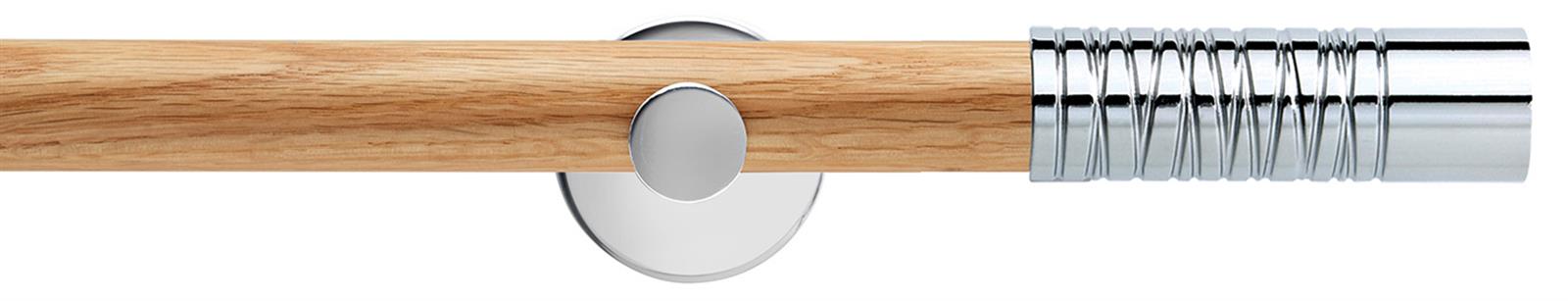Neo 28mm Oak Wood Eyelet Pole, Chrome, Wired Barrel