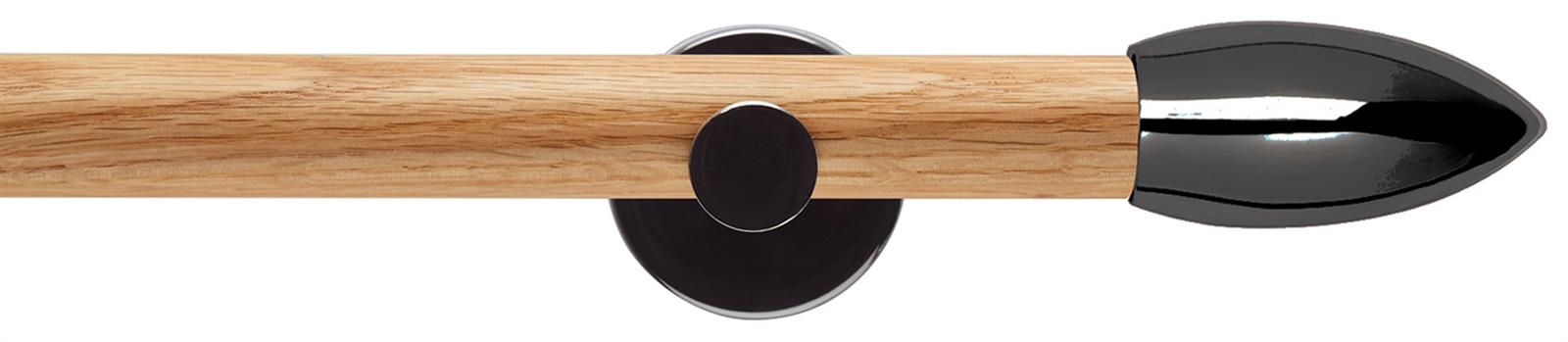 Neo 28mm Oak Wood Eyelet Pole, Black Nickel, Bullet
