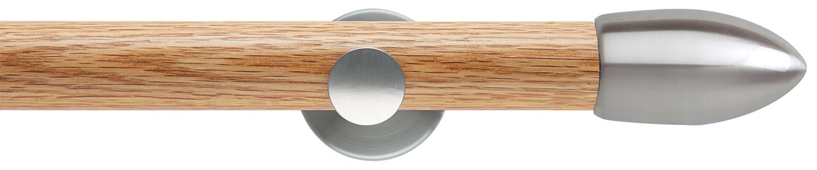 Neo 35mm Oak Wood Eyelet Pole, Stainless Steel, Bullet