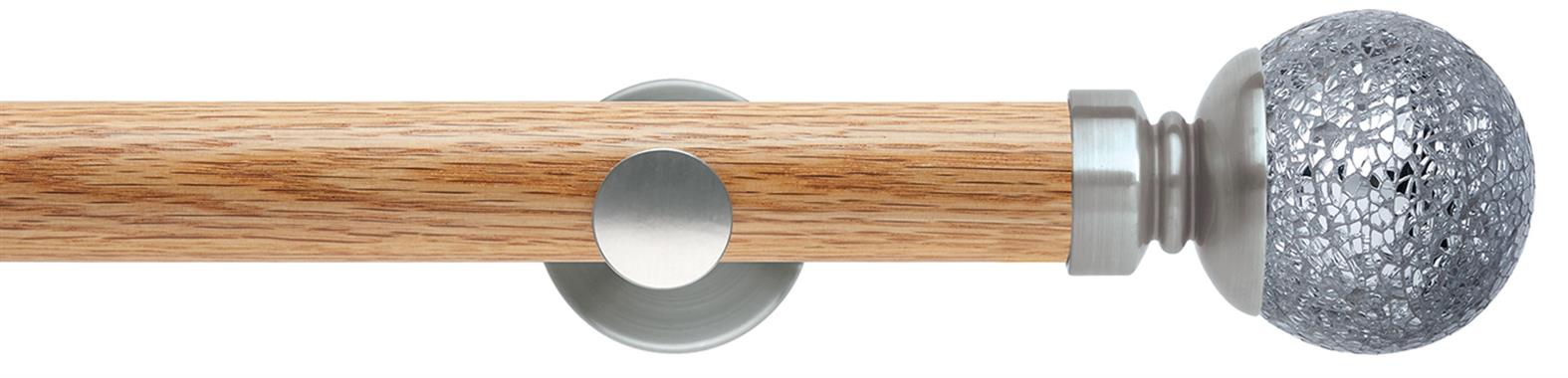 Neo 35mm Oak Wood Eyelet Pole, Stainless Steel, Mosaic Ball