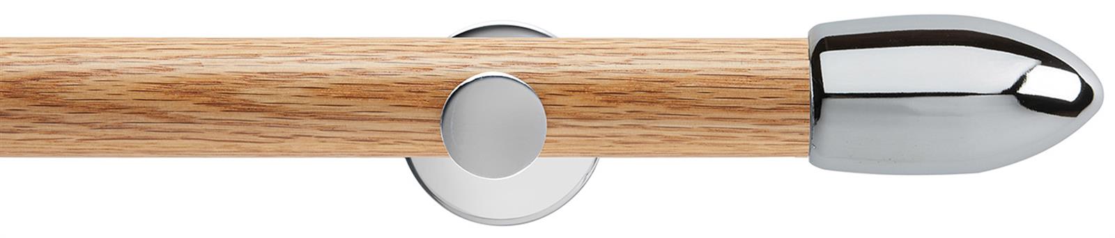 Neo 35mm Oak Wood Eyelet Pole, Chrome, Bullet