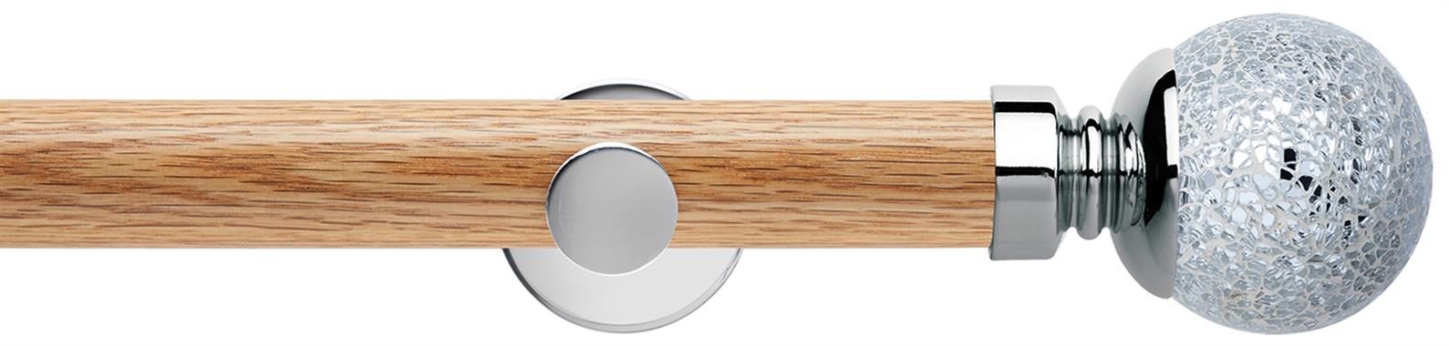Neo 35mm Oak Wood Eyelet Pole, Chrome, Mosaic Ball
