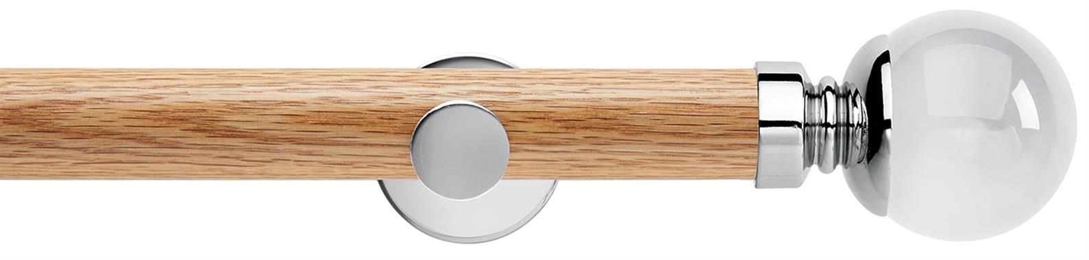 Neo 35mm Oak Wood Eyelet Pole, Chrome, Clear Ball