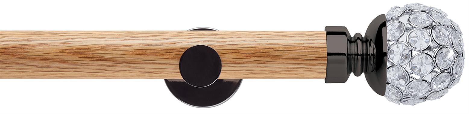Neo 35mm Oak Wood Eyelet Pole, Black Nickel, Jewelled Ball
