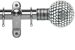 Galleria 35mm Pole Brushed Silver Shiny Studded Ball