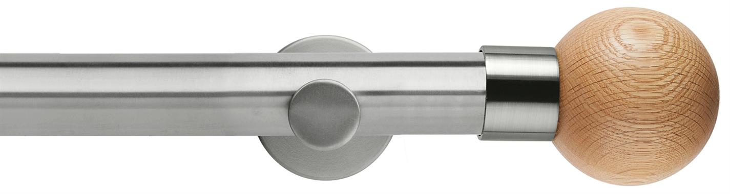 Neo 35mm Metal Eyelet Pole,Stainless Steel,Oak Ball
