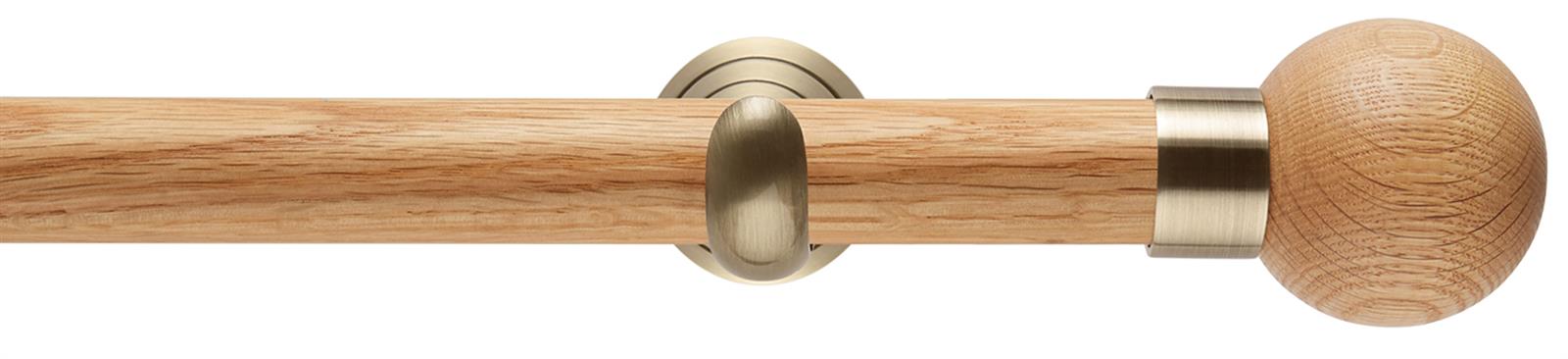Neo 28mm Oak Wood Eyelet Pole, Spun Brass Cup, Oak Ball