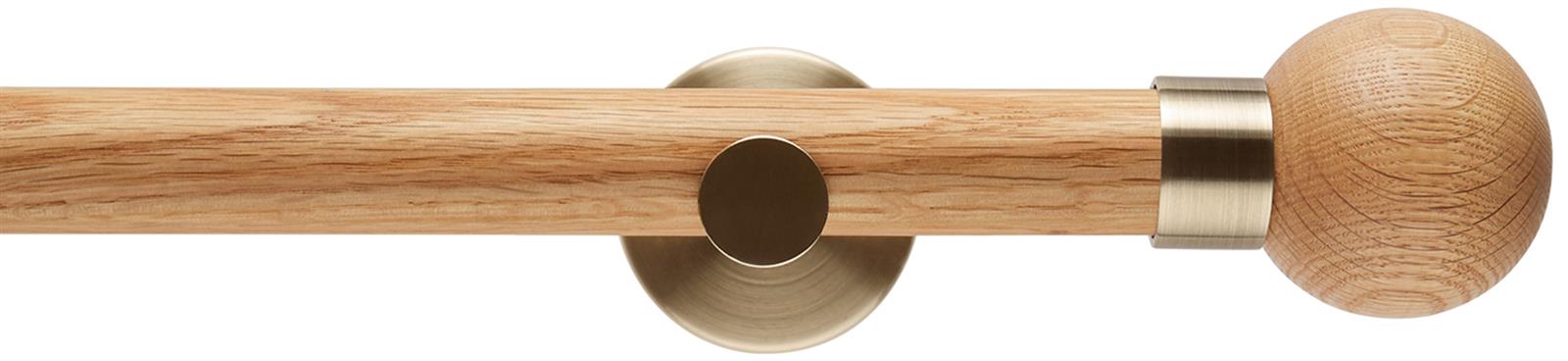 Neo 28mm Oak Wood Eyelet Pole, Spun Brass, Oak Ball