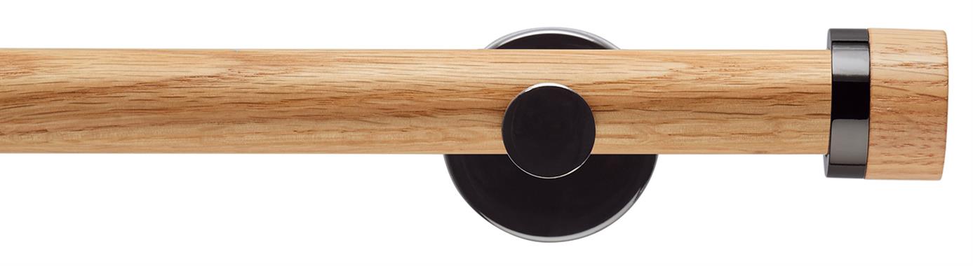 Neo 28mm Oak Wood Eyelet Pole, Black Nickel, Oak Stud