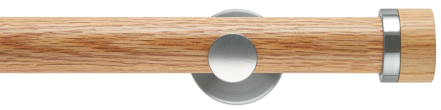 Neo 35mm Oak Wood Eyelet Pole, Stainless Steel, Oak Stud