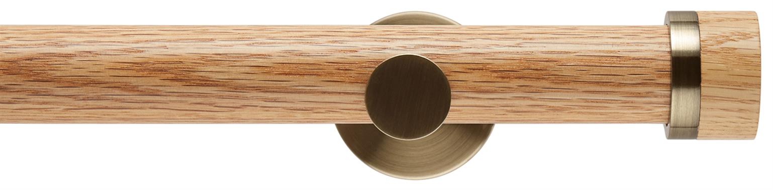 Neo 35mm Oak Wood Eyelet Pole, Spun Brass, Oak Stud