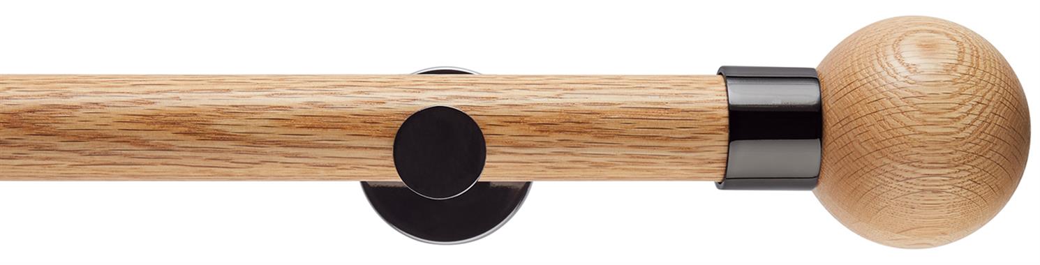 Neo 35mm Oak Wood Eyelet Pole, Black Nickel, Oak Ball