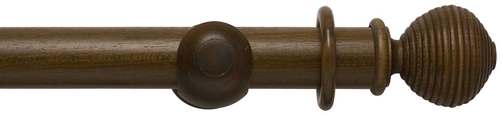 Modern Country 45mm, 55mm Pole, Dark Oak, Ribbed Ball Finial