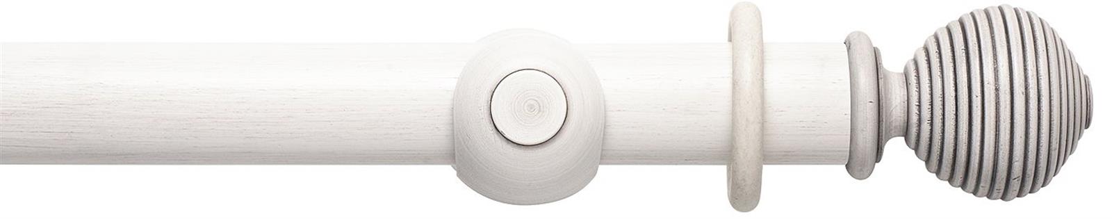 Modern Country 45mm, 55mm Pole, Brushed Ivory, Ribbed Ball Finial