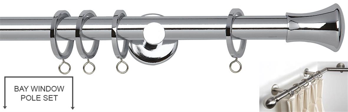 Neo 19mm Bay Window Pole Chrome Trumpet