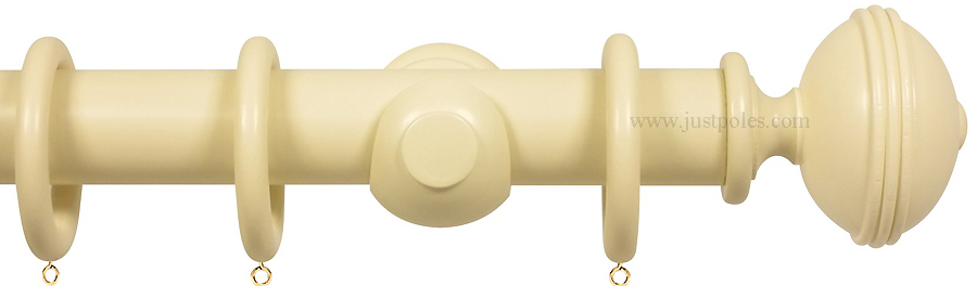 Opus 48mm Wood Curtain Pole Old Cream, Ribbed