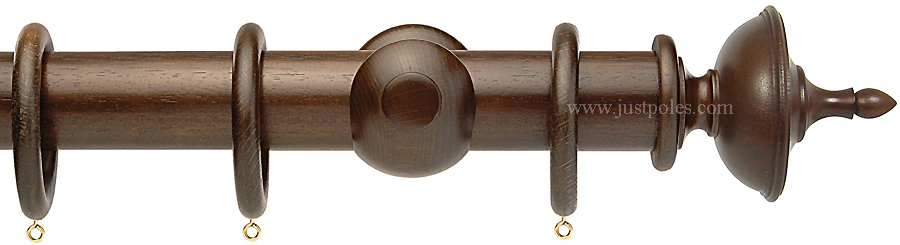 Opus 63mm Wood Curtain Pole Natural Walnut, Urn
