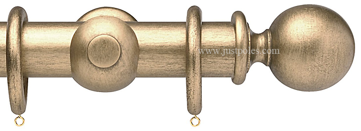 Opus 63mm Wood Curtain Pole Pale Gold, Ball