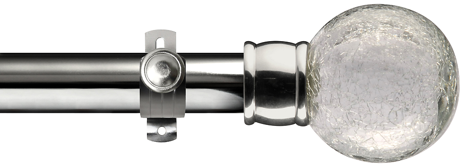 Renaissance Dimensions 28mm Adjustable Eyelet Pole Polished Silver, Crackled Glass