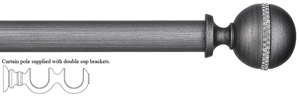 Byron Tiara 35mm Double Pole Satin Silver Black, Decor Modern Ball