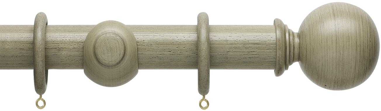 Hallis Origins 45mm Wood Pole, Millstone Grey, Ball Finial