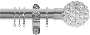 Renaissance Spectrum 35mm Curtain Pole Polished Silver, Clear Crystal Beads