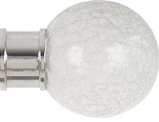 Renaissance Spectrum 35mm Finial Only, Polished Silver, Crackled Glass Ball