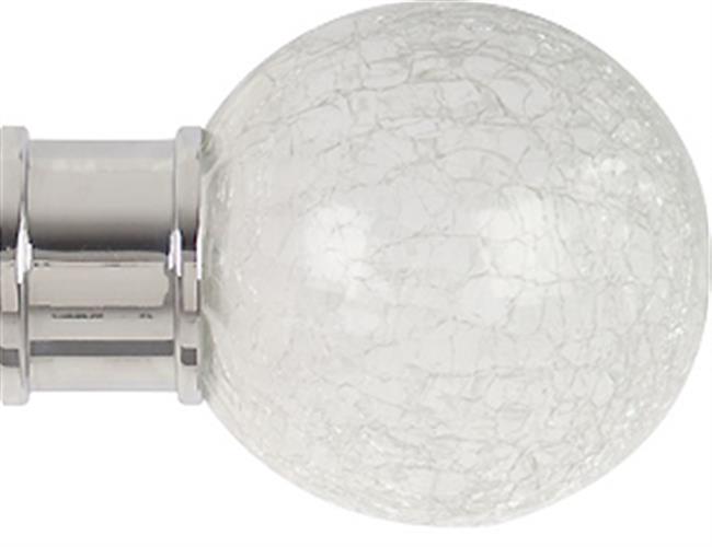 Renaissance Spectrum 50mm Finial Only, Polished Silver, Crackled Glass