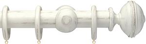 Opus 35mm Wood Curtain Pole Distressed Chalk, Ribbed