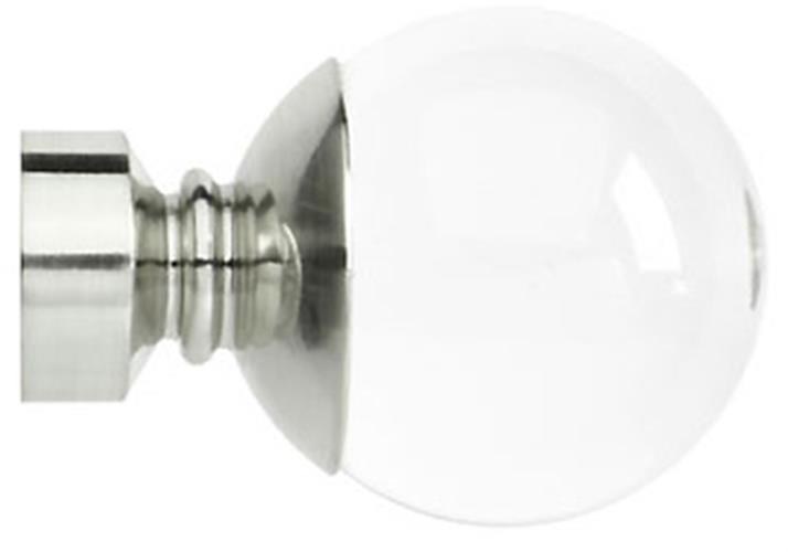 Neo Premium 28mm Clear Ball Finial Only, Stainless Steel