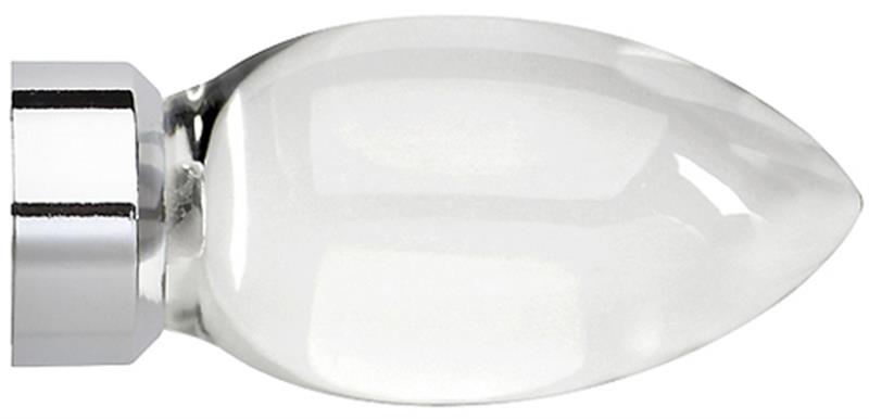 Neo Premium 28mm Clear Teardrop Finial Only, Chrome