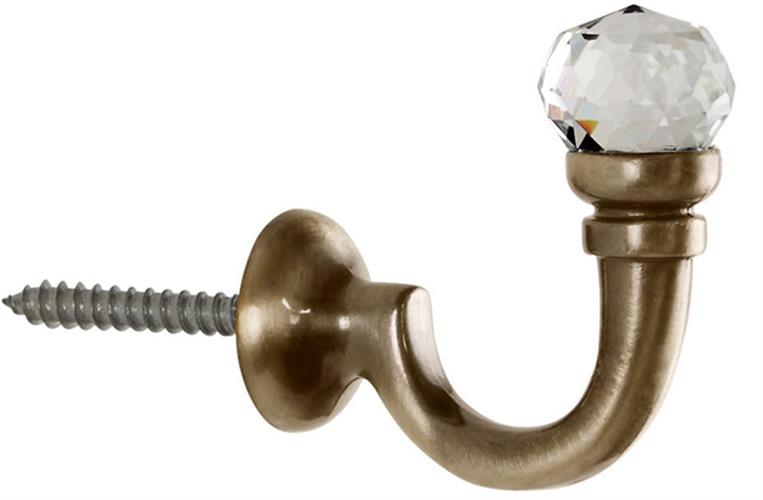 Neo Premium Tassel Hook, Spun Brass, Clear Faceted Ball