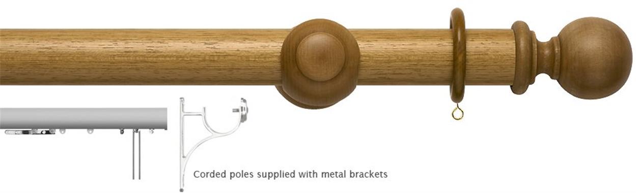 Modern Country 45mm, 55mm Corded Pole, Light Oak, Ball