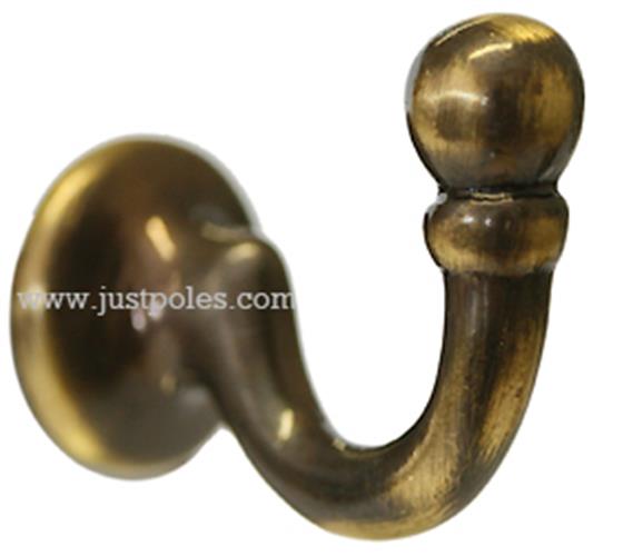 Jones Medium Ball End Tassel Hook, Antique Brass