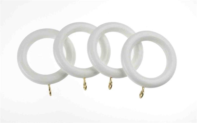 Universal 35mm Wood Curtain Pole Rings, White