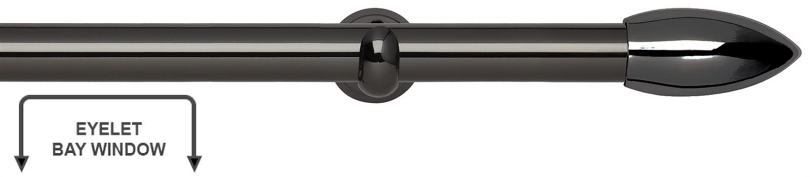 Neo 28mm Eyelet Bay Window Pole Black Nickel Bullet