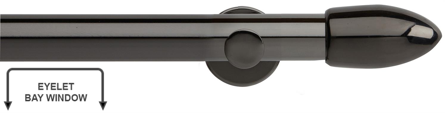 Neo 35mm Eyelet Bay Window Pole Black Nickel Bullet