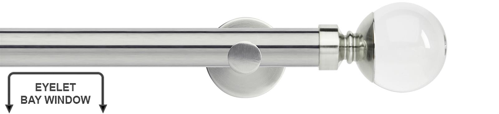 Neo Premium 28mm Eyelet Bay Window Pole Stainless Steel Clear Ball